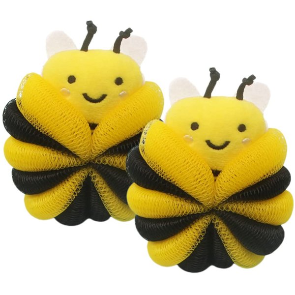 Beaupretty 2pcs Kids Bath Sponges Cartoon Animal Loofah Bath Mesh Body Scrubber Balls Spa Shower Mesh Brush