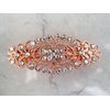 Antique silver or rose gold crystal hair clip clamp barrettes bridal (Crystal option: No crystals, Primary color: Rose gold/copper)
