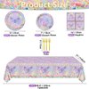 81 Pieces Butterfly Birthday Decorations - Purple Butterfly Party Decorations Butterfly Plates, Napkins and Flower Butterfly Tablecloth for Fairy Butterfly Birthday Party Supplies, Serve 20
