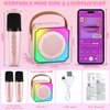 Mini Karaoke Machine for Kids,Bluetooth Light Up Speaker with 2 Portable Microphones Wireless,Kids Karaoke Machine Toys Gifts for kids 3-12 Home Party Gifts (Pink 2 Mics)