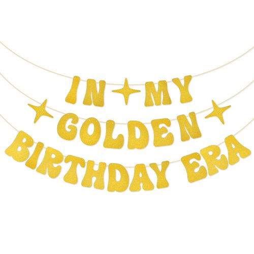 In My Golden Birthday Era Banner, Glitter Gold Happy Birthday Banner Golden Birthday Party Banner for Singer Birthday Party Decorations