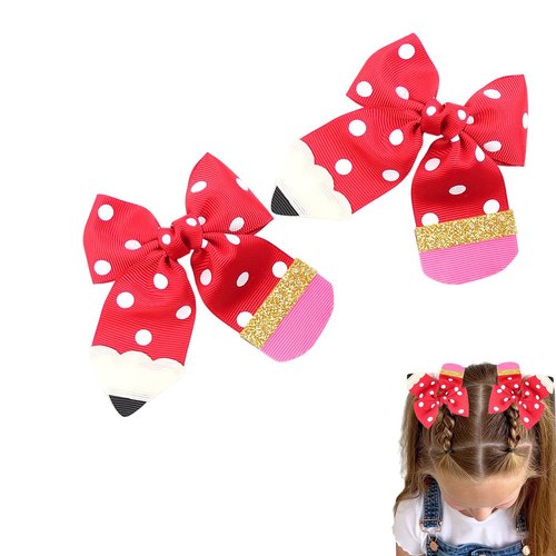 2pcs Bows Hair clip Back To School Funny Pencil Hair Clip Cute First Day of School Hair Clip Supplies