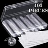 100 Pieces 30 mm Coin Capsules and 5 Sizes (17/ 20/ 25/ 27/ 30 mm) Protect Gasket Coin Holder Case with Storage Organizer Box for Coin Collection Supplies (White)