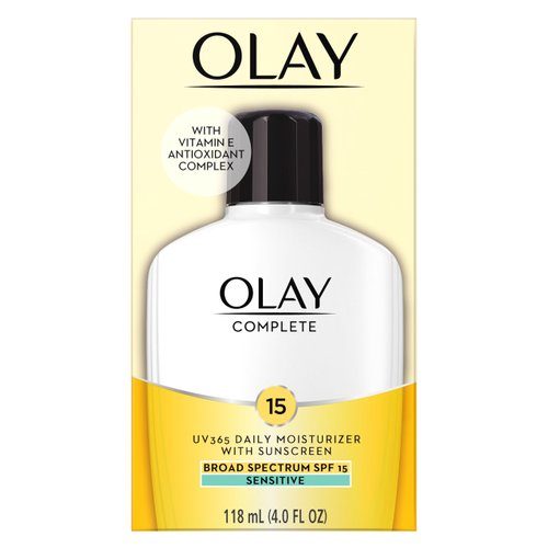 Face Moisturizer by Olay Complete All Day Moisturizer with Sunscreen, Broad Spectrum with SPF 15, Sensitive, 4 fl oz.