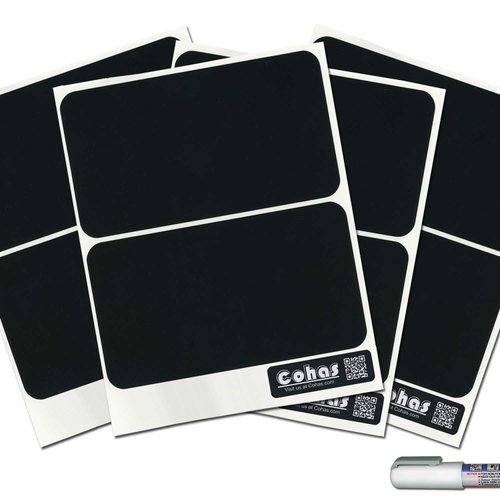 Cohas Chalkboard Labels for Tub and Tote Storage Containers Includes Liquid Chalk Marker and 8 Labels, Fine Tip, White Marker