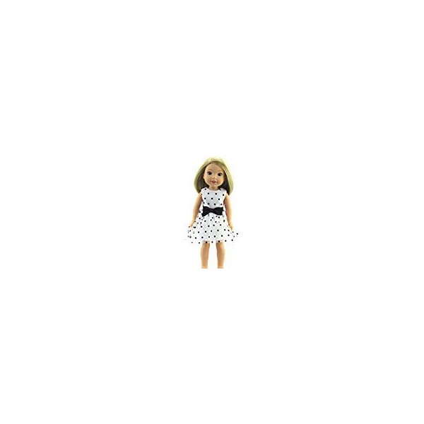 American Fashion World Black and White Polka Dot Dress for 14-Inch Dolls | Premium Quality & Trendy Design | Dolls Clothes | Outfit Fashions for Dolls for Popular Brands
