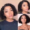 Fancy Hair Human Hair Lace Front Wigs Kinky Curly Wig Glueless Side Part Brazilian Virgin Human Hair Curly Bob Wigs with Baby Hair for Black Women (Natural Color,12 Inch)