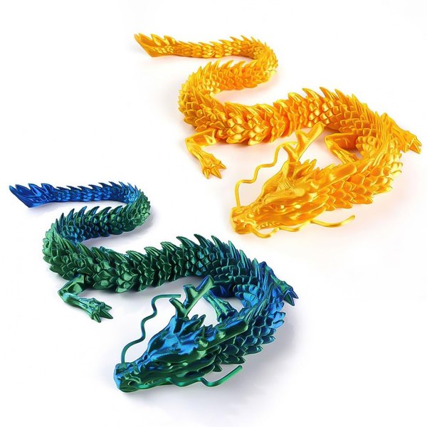 WUQIREN 2PCS 12 Inch 3D Printed Dragon Toys, Articulated Dragon with Dragon Inside, Crystal Dragon Fidget Toy Adults Fidget Toys Mystery Dragon Egg for Autism, Home Office Decor Executive Desk Toy