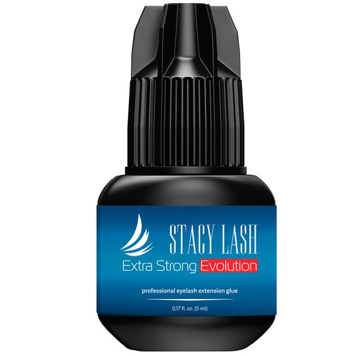 Extra Strong Evolution Eyelash Extension Glue Stacy Lash (0.17fl.oz/5ml)/1-2 Sec Dry/Retention – 8 Weeks/Professional Supplies/Black Adhesive