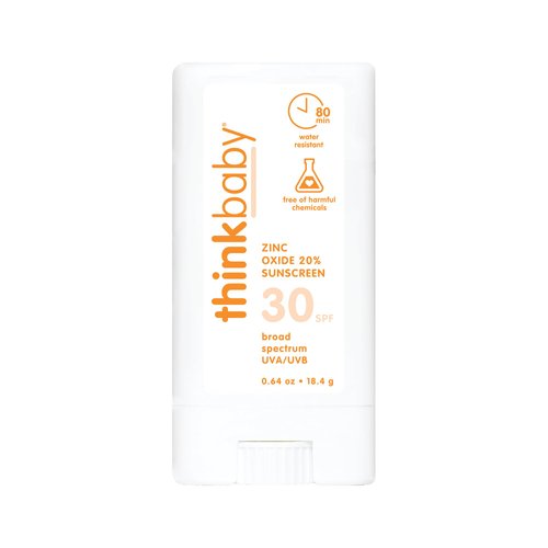 Thinkbaby SPF 30 Sunscreen Stick – Safe, Natural, Water Resistant Sun Cream for Babies, Kids & Adults – Mineral UVA/UVB Sun Protection – Reef Friendly Travel Stick, 0.64oz