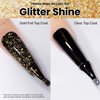 YTD Likomey 15ml Gel Nail Polish Gold Foil Top Coat,Glossy No Wipe Long Lasting Shiny Finish Clear Gold Glitter Sparkle For Salon Home DIY Manicure UV Nail Gel