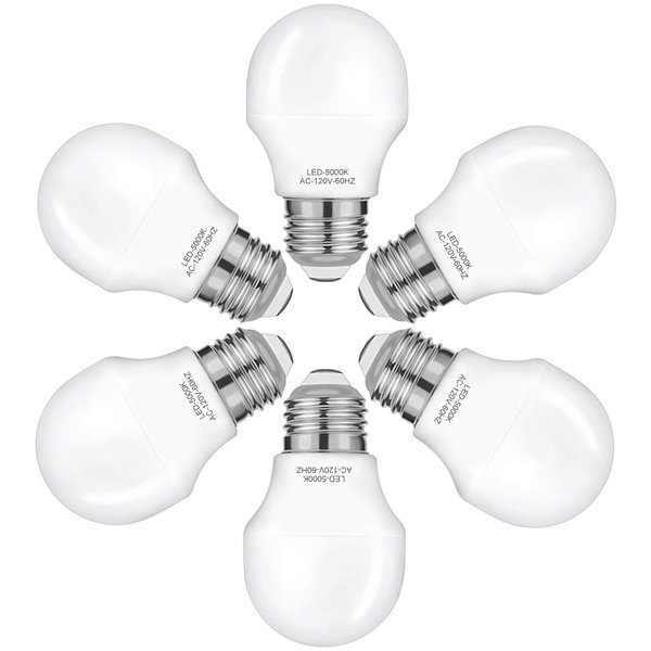 WELLHOME 40W Equivalent Light Bulb,4W Led Bulbs 5000K Daylight,A15 LED Lights E26 Base,Ceiling Fan Light Bulb,120V 40w Appliance Bulb,Non-Dimmable,6 Pack