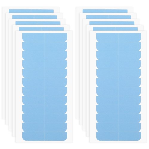 Mabor 120Pcs Tape for Hair Extensions, 1.58 x 0.32 Inch Double Sided Hair Tape Blue Adhesive Human Hair Tape for Replacement Tape, Wig Tape Beauty Tools