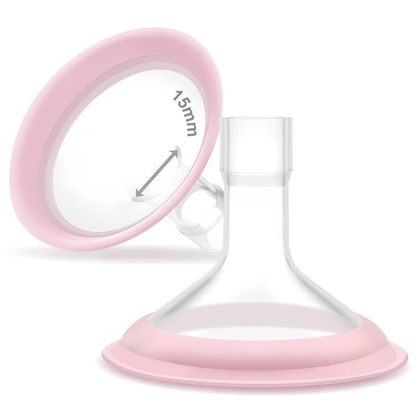 15mm Maymom MyFit Shields, Pano Series; Compatible with Medela Breast Pump- PersonalFit, Freestyle, Harmony, Maxi, Freestyle Flex Connector; Connect to Maymom Widemouth/Narrow Connector, 2pcs