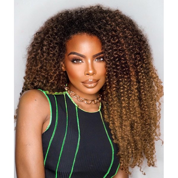 FANCEE Afro Kinky Curly Crochet Hair Extension 3 Tones Ombre Brown Blonde Marlybob Jerry Curl Braiding Hair for Black Women Short Soft Synthetic Passion Twist Hair 6X (1B/30/27, 18 Inches)