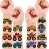 8 Sheets (97PCS) Monster Truck Temporary Tattoos Themed Birthday Party Decorations Favors Supplies Decor Stickers For Kids Boys Girls Gifts Classroom School Prizes Rewards