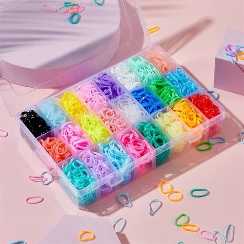 1500 Pcs Colorful Hair Rubber Bands Small Elastic Hair Ties Kids Mini Hair Elastics Hair Braiding Bands with Organizer Box for Girls