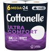 Cottonelle Ultra Comfort Toilet Paper, Strong Toilet Tissue, 6 Mega Rolls (6 Mega Rolls = 24 Regular Rolls), 268 Sheets per Roll, Packaging May Vary