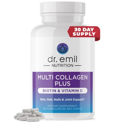 DR EMIL NUTRITION Multi Collagen Peptides Plus Biotin and Vitamin D - Biotin and Collagen Supplements for Hair Skin and Nails - Biotin Pills for Hair Growth