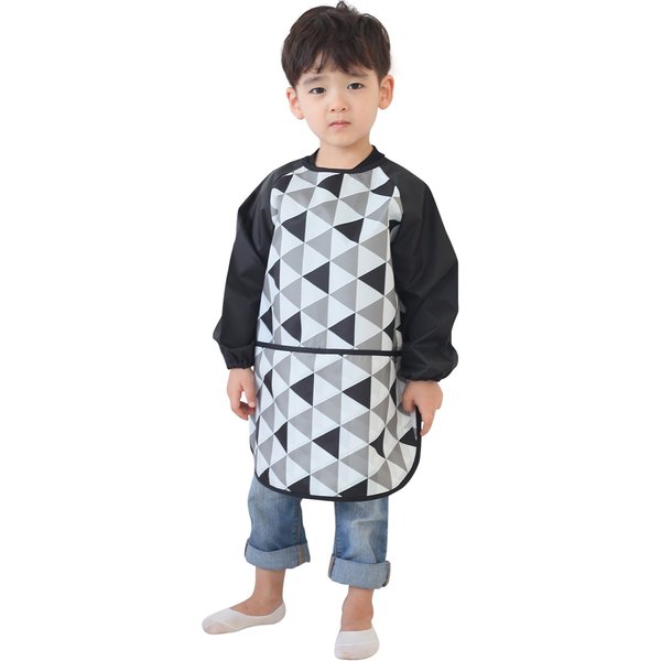 Plie Waterproof Kids Art Smocks 37 Colors (Age 1-10, S-XXL size), Black Triangle (21-XXL)