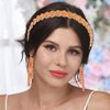 Barode Braided Rhinestones Headband Earrings Gold Crystal Hairbands Eardrop Sparkle Head Chain Tassel Jewelry Set for Women (Orange, Free Size)