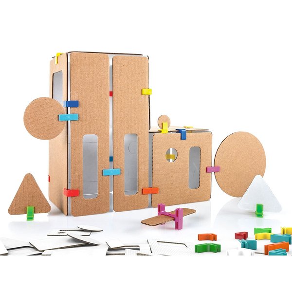 3DUX DESIGN Modern House Architecture Set. DIY Design, Build & Paint Toy for Kids STEAM Education - 76 Easy to Assemble and Reusable Pieces for Building Home, Furniture & Characters Open-Ended Play