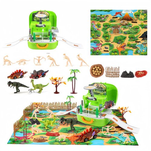 Dinosaur Toys for Kids 5-7, Dinosaur Cars Set, Dinosaur Activity Play Mat, Dinosaur Eggs, Trees, Birthday Gift Toys for Boys 3 4 5 6 7 8 Year Old
