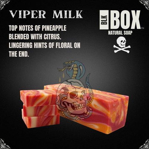 Black Box USA MADE 5oz Men's Natural Bar Soap Made from Moisturizing Natural Oils - Handmade Cold Process Soap with No Harsh Chemicals Pineapple Citrus & Floral Hints (VIPER MILK)