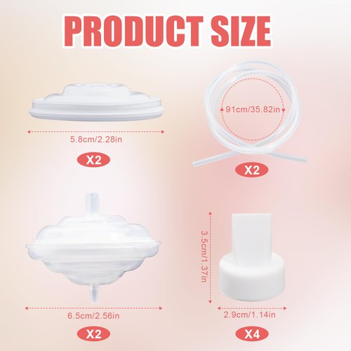 10pcs Replacement Breast Pump Parts for Spectra & Motif, 4pcs Duckbill Valves 2pcs Backflow Protectors 2pcs Silicone Film 2pcs Silicone Tubes Breast Pump Accessories for Spectra S1, S2, 9 Plus