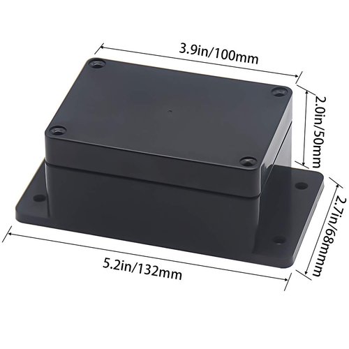 Zulkit Junction Box ABS Plastic Dustproof Waterproof IP65 Universal Electrical Boxes Project Enclosure with Fixed Ear Black 3.94 x 2.68 x 1.97 Inch (100 x 68 x 40 mm) (Pack of 2)