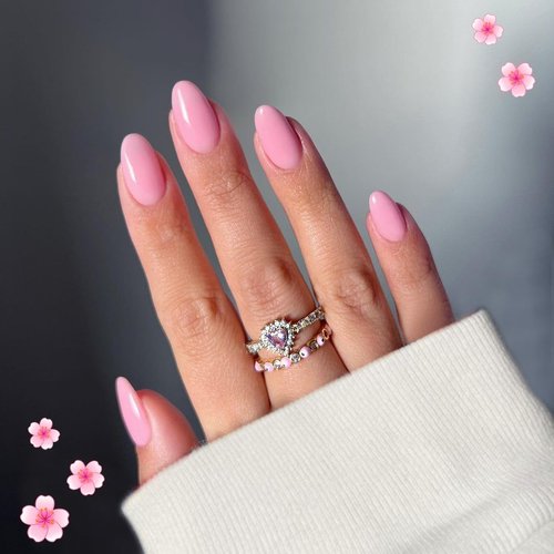 KQueenest Baby Pink Press On Nails Short Oval,Natural Round Fake Nails,Short Almond Nails Glue on,Thick Acrylic Nails Press Ons,One Color Gel Stick On Nails Set For Tiny Average Wide Nail Beds