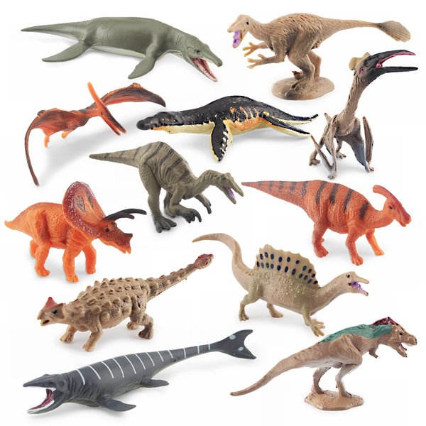 GUFOPONAS 12PCS Realistic Dinosaur Figures Mini Dinosaur Toy Set Dino Party Cupcake Toppers 3 Inch for Girls Boys Kids Toddlers Birthday Gift