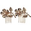 2PCS Gold Small Side Hair Combs for Women Wedding Decorative, Retro Pearl Metal Hair Comb Clips Crystal Bridal Hair Piece Pins for Wedding Accessories