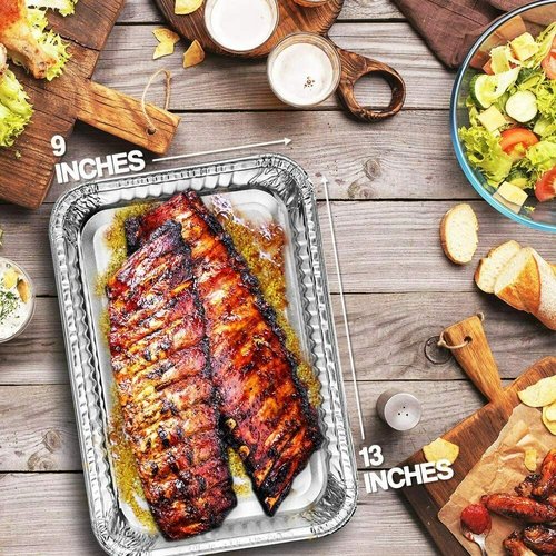 Nicole Fantini 9 x 13” Half Size Disposable Aluminum Pans Without Lid - Keep Meals Fresh Longer - Versatile Food Containers - Eco-Friendly & Durable - 10 Count