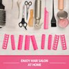 24 Pieces Hair Roller, Small Size Plastic Hair Rollers Hair Curlers with Steel Pintail Comb for Short Hair Long Hair Hairdressing Styling Tools (0.59 x 2.28 Inch, Pink)