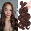 Dark Brown Body Wave Human Hair Bundles Color 4 Chocolate Brown Bundles Human Hair Brazilian Human Hair Double Weft Remy Hair Extensions Wet and Wavy Bundles Silky Soft 8 10 12 inch