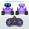 Playsheek Rechargeable Emo Robot with Auto-Demonstration - Remote Control Smart Robot Toy Gift for Kids Age 3+ - Purple
