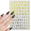 8 Sheets Old English Nail Sticker 3D Self-Adhesive Pegatinas Uñas Old Alphabet Nail Decals Holographic English Font Letters Metallic Gold Silver Black White Alphabet Design Nail Art Supplies for Women