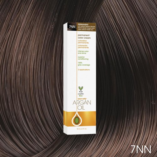 One N' Only Permanent Hair Color - Permanent Hair Dye Made with Argan Oil - Delivers Rich, Accurate Tones with Gray Coverage - Improves Moisture & Elasticity - 7NN Rich Natural Medium Blonde (3 oz)