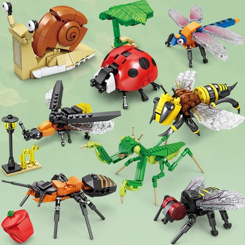 Ulanlan Insect Animal Building Blocks Toys Set, 8 Boxes STEM Building Blocks Toy, Party Favor for Kids, Gifts for Children Over 6 Years Old, Birthday Gifts Compatible with Lego, 692PCS