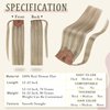 Full Shine Hair Extensions Ponytail Real Human Hair Ash Blonde Highlights Bleach Blonde Ponytail Hair Extensions Natural Straight Hair Pieces Clip in Extensions 80Grams 22Inch