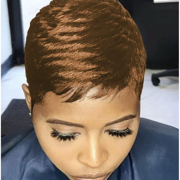 Short Wig for Black Women Dark Brown Pixie Cut Wig for Women Auburn Short Pixie Wigs With Bangs Synthetic Hair Pixie Wigs for Black Women Short Wigs (Dark Brown)