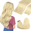 GOO GOO Clip in Hair Extensions Real Human Hair, 18inch 150g 9Pcs, 613R Bleach Blonde, Remy Human Hair Extensions Clip ins for Women, Natural Human Hair
