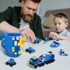 MIMAX Build-on Brick Mug with 180+ Pieces Building Blocks Toys Set for Kids Birthday (Blue-Upgrade)