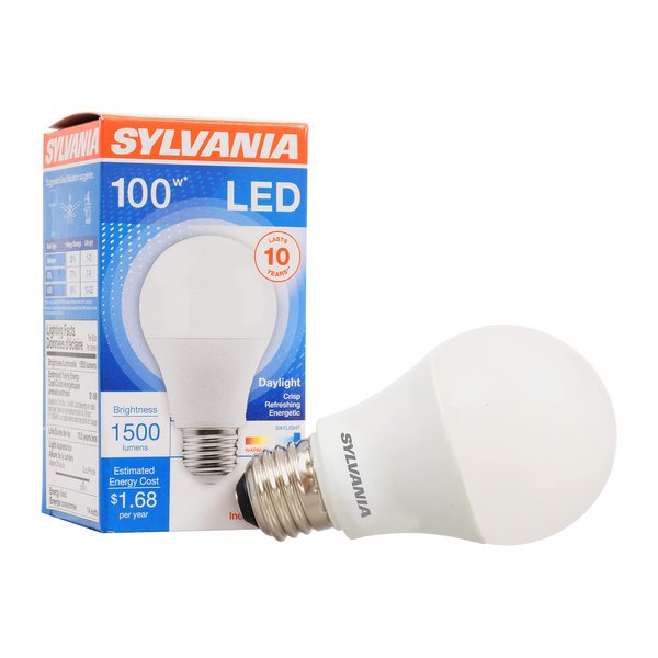 SYLVANIA LED Light Bulb, 100W Equivalent A19, Efficient 14W, Medium Base, Frosted Finish, 1500 Lumens, Daylight - 1 Pack (79294)