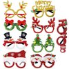 Christmas Glitter Party Glasses Merry Christmas Reindeer Eyeglasses Santa Claus Hats Snowman Garland Tree Glasses Frame Unisex Cosplay Costume Xmas Holiday Party Decorations Ornaments Gift 9 Pack
