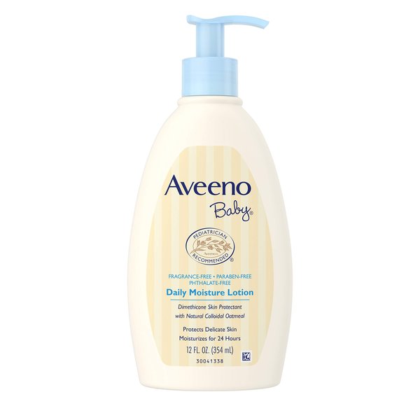 Aveeno Baby Daily Moisture Lotion, Fragrance Free, 12 Ounce