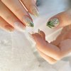 5D White Flower Nail Stickers, Summer Nail Decals Self Adhesive Leaf Nail Stickers for Nail Art Green Leaves Nail Art Suppliers Embossed Lily Nail Decoration Floral Nail Accessories Blossom Nail Art