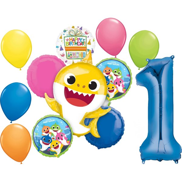 Anagram Baby Shark Boy 1st Birthday Party Supplies Balloon Bouquet Decorations