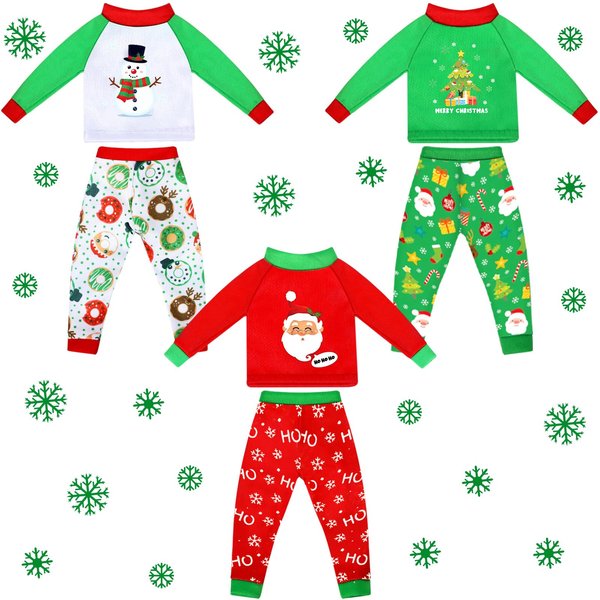 Liitrsh 6 Pcs Christmas Ugly Sweaters Elf Doll Clothes Accessories Christmas Santa Elk Snowman Clothing Pajamas for Doll Holiday Decoration